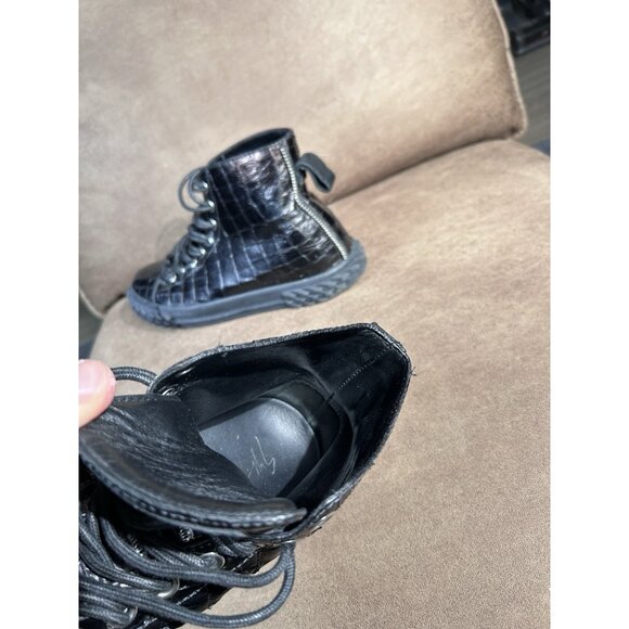Giuseppe Zanotti Men's Blabber Croc-Embossed High-Top Sneakers Black Size 9.5 - Picture 8 of 10